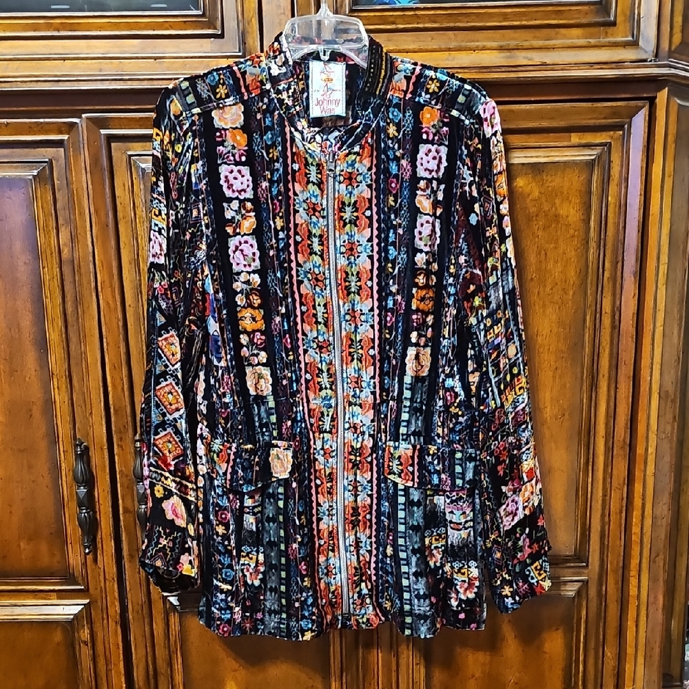 Johnny Was Multicolor Velvet Jacket